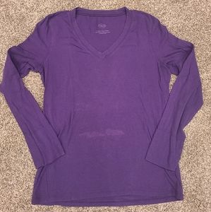 Women's Purple Talbots Long Sleeve V-Neck Shirt